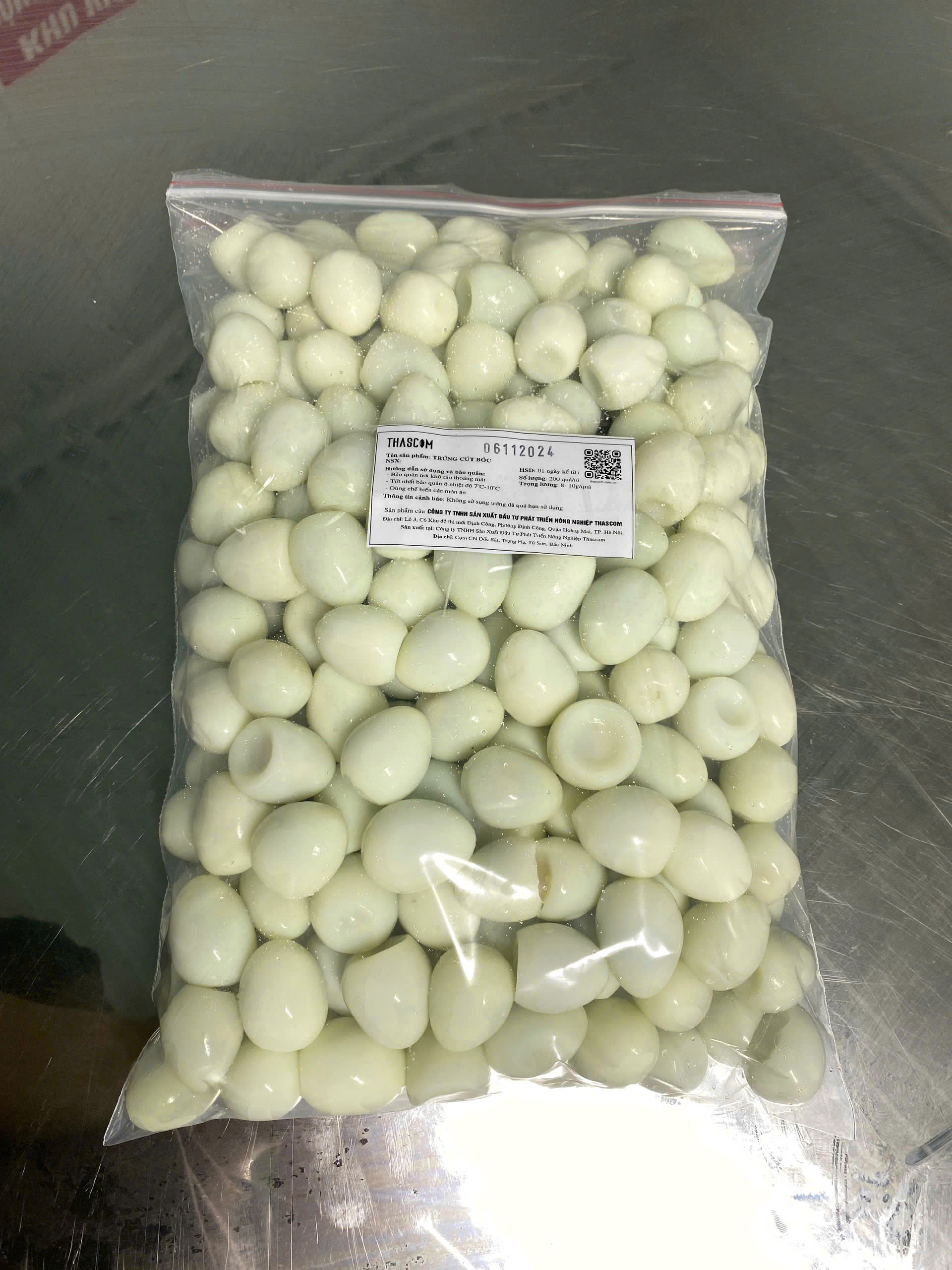 Trứng cút sơ chế bóc vỏ