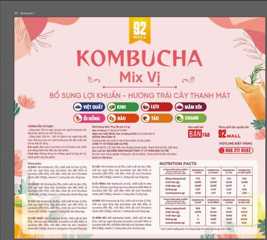 GÓI TRÀ KOMBUCHA MIX VỊ