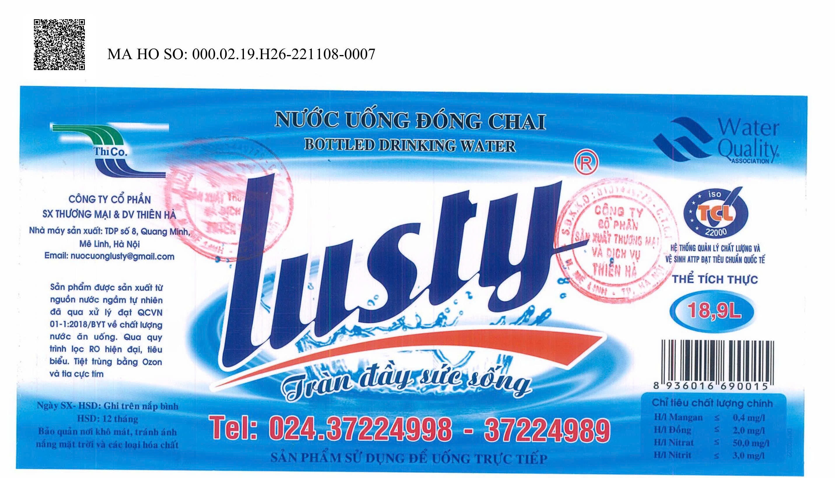 Nước uống đóng chai Lusty