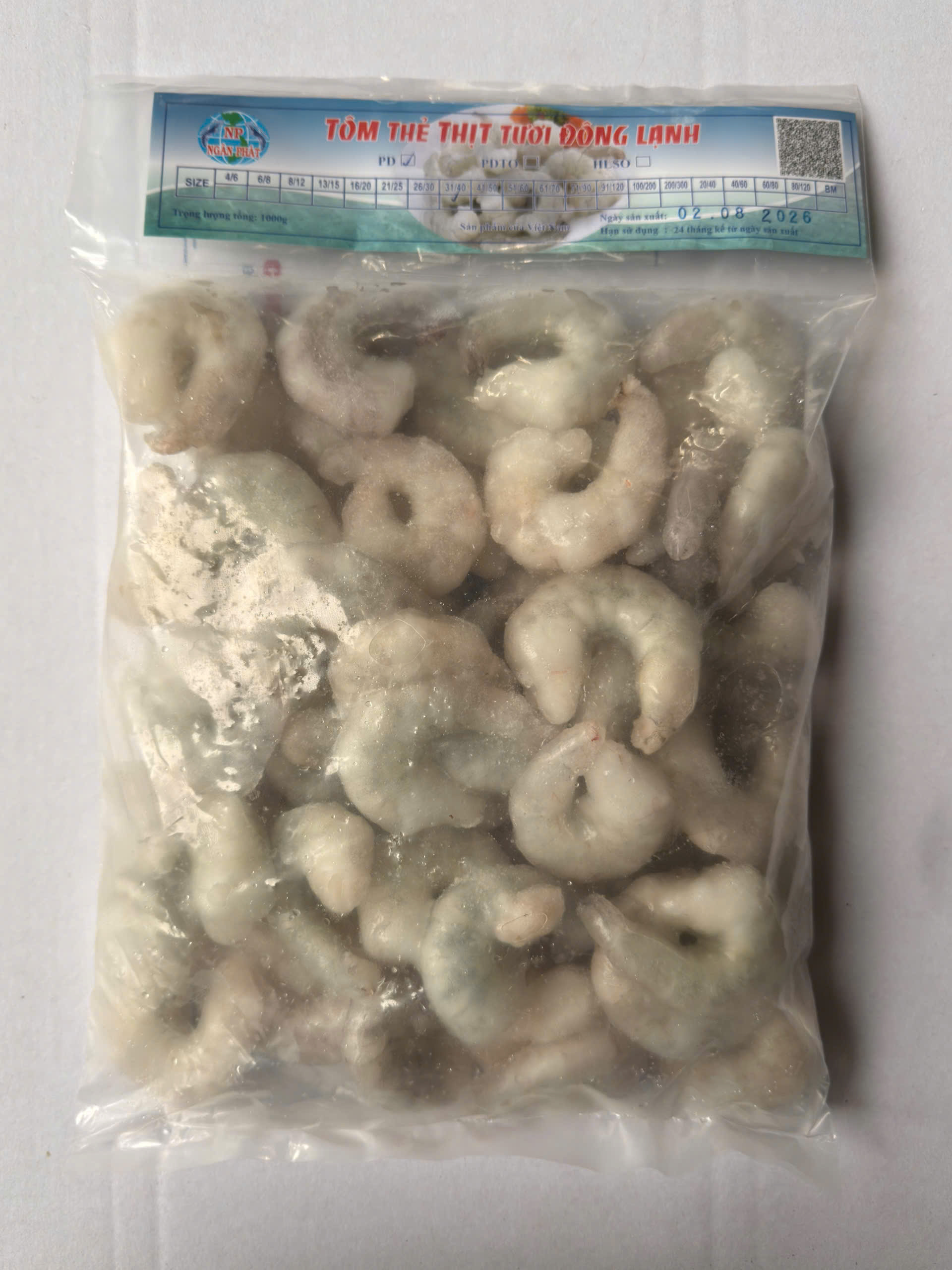 Tôm thẻ thịt tươi đông lạnh