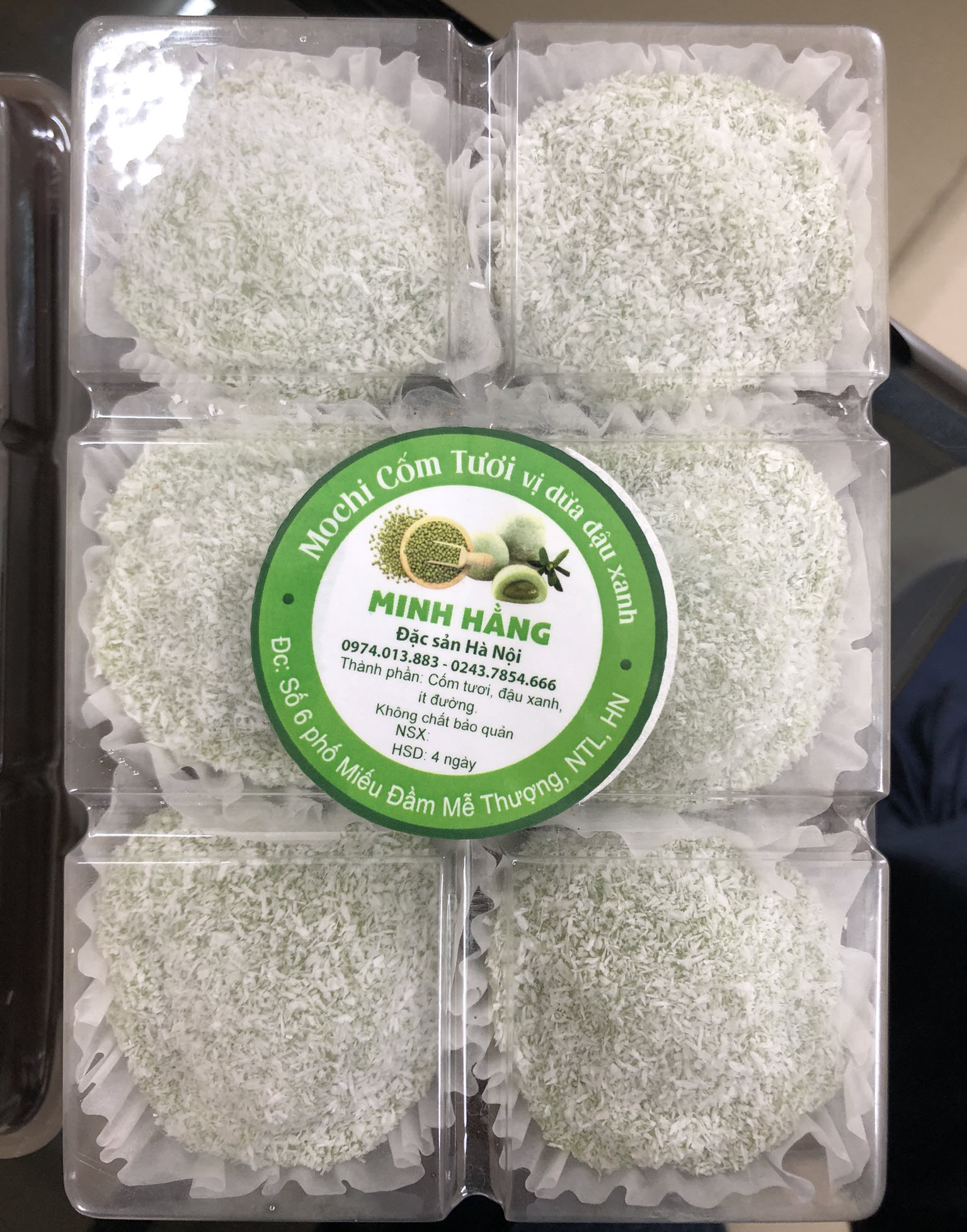Mochi cốm tươi vị dừa đậu xanh
