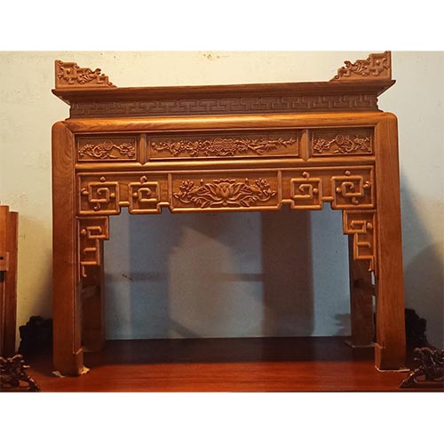 Án gian thờ gỗ mít chạm hoa sen